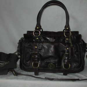 COACH Legacy Garcia Anniversary Stripe Brown Satchel Bag 12704